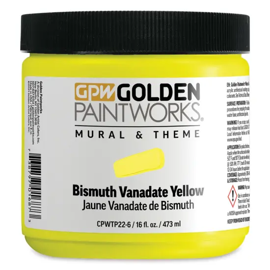 Golden Paintworks Mural and Theme Acrylic Paint - Bismuth Vanadate Yellow, 16 oz, Jar {1}