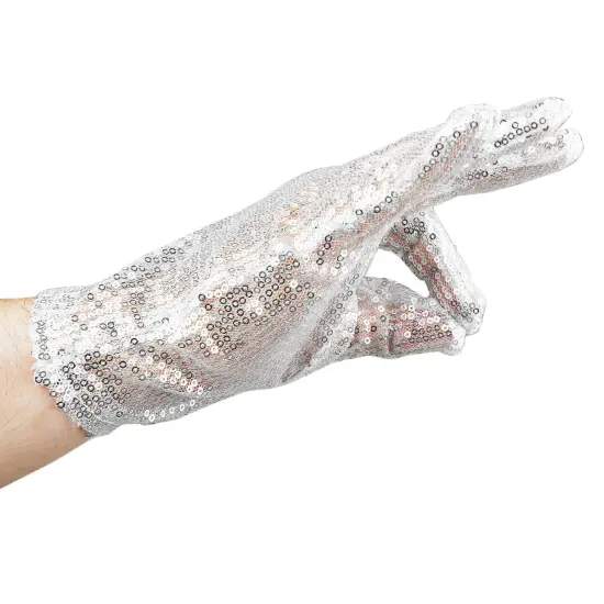Michael Jackson Sequin Glove - White Right Handed Glove Costume Accessory - 1 Piece {2}