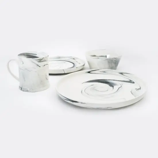 Agate Ware Swirl Design Stoneware Mug Set of 4 16 oz {6}