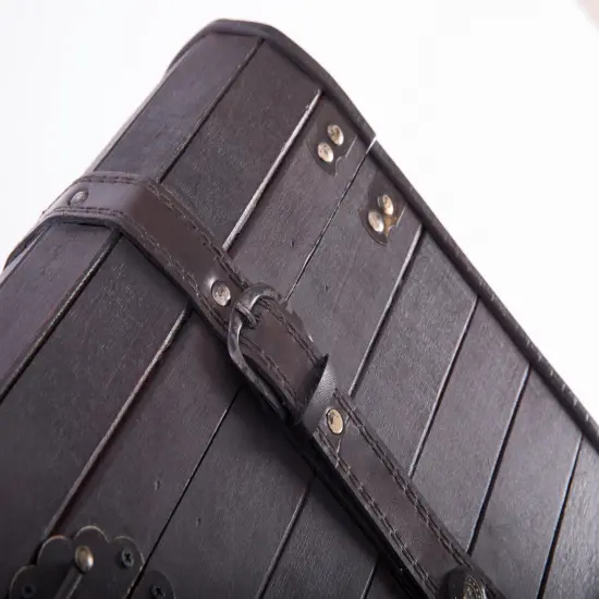 Antique Style Black Wooden Steamer Trunk, Coffee Table {5}