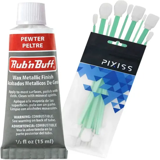 Rub n Buff Wax Finish Metallic Pewter, 0.5-Fluid Ounce, Pixiss Blending Tools {1}