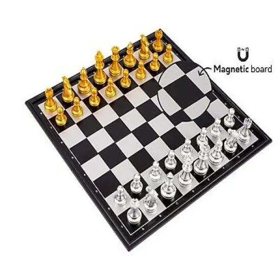 Magnetic Travel Chess Set with Board That Becomes A Storage Compartment {3}