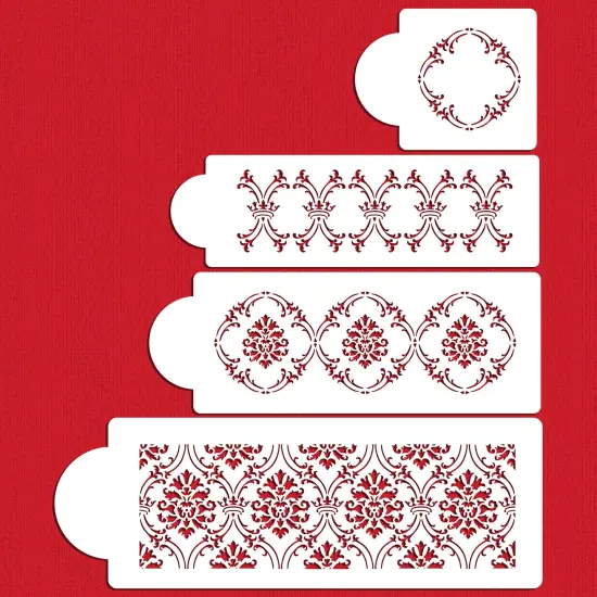 Royal Damask Cake Stencil Set | C702 by Designer Stencils | Cake Decorating Tools | Baking Stencils for Royal Icing, Airbrush, Dusting Powder | Reusable Plastic Food Grade Stencil for Cakes | Easy to Use & Clean Cake Stencil {5}