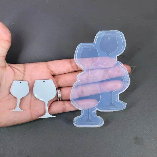 Wine Glass Dangle Earring/Keychain Silicone Mold (C14) {5}