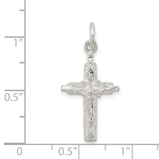 Sterling Silver Crucifix Charm Religious Jewelry 28mm x 13mm {2}
