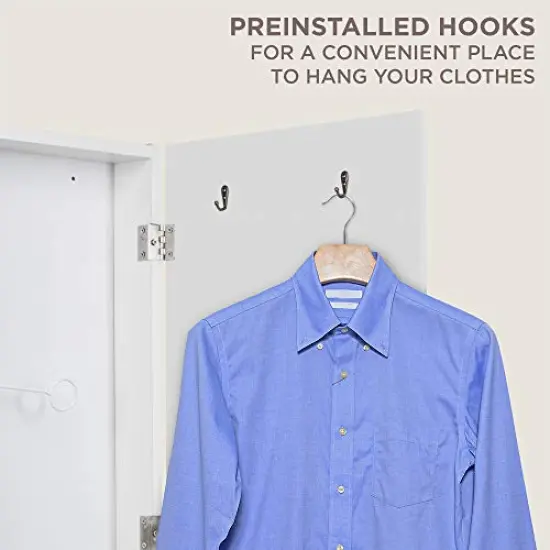 Ivation Foldable Ironing Board Cabinet, Wall-Mount With Mirror White {4}