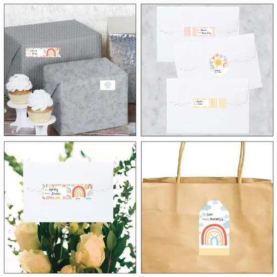 Big Dot of Happiness Hello Rainbow - Assorted Boho Baby Shower and Birthday Party Gift Tag Labels - To and From Stickers - 12 Sheets - 120 Stickers {7}