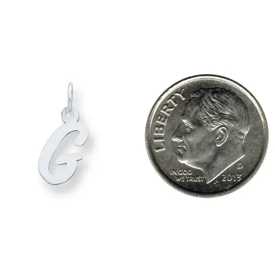 Sterling Silver Small Script Initial Letter G Charm Jewerly 16mm x 8mm {2}