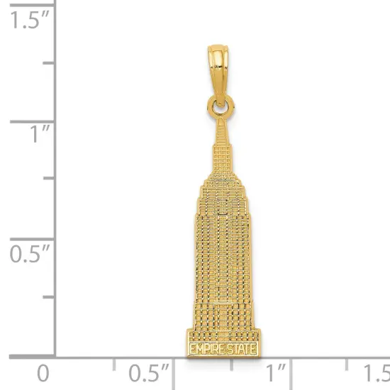 14K Gold Empire State Building Charm New York Pendant 32 X 8mm Jewerly {2}