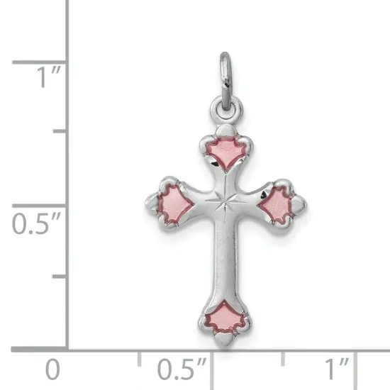 Sterling Silver Budded Cross Charm Jewerly 23mm x 15mm {5}