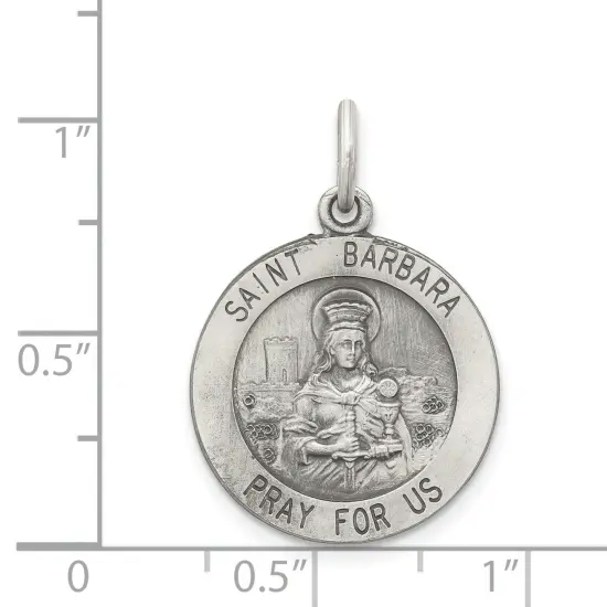 Sterling Silver Saint Barbara Round Medal {2}