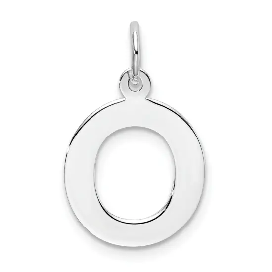 Sterling Silver Medium Block Initial Letter O Charm Jewerly 19mm x 12mm {1}