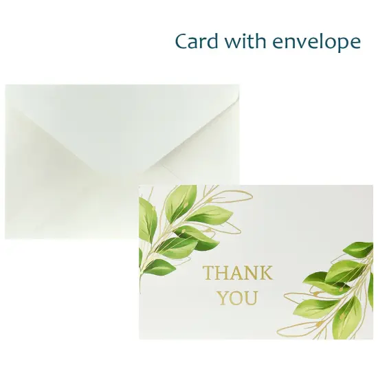 Wrapables Blank Thank You Cards with Envelopes for Weddings, Bridal Showers, Baby Showers (Set of 4) (of 4) Elegant Sprig {2}