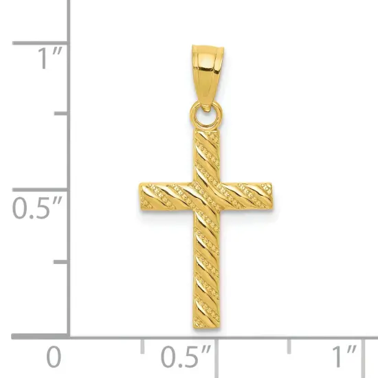 10K Gold Cross Pendant Charm Jewelry 25 x 12mm {2}
