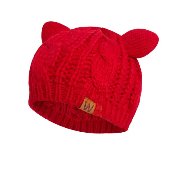 Wrapables Winter Warm Cable Knit Cat Ears Beanie, Red {5}