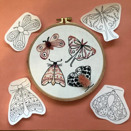 MCreativeJ Moths - Peel Stick and Stitch Hand Embroidery Patterns for DIY Crafting {6}