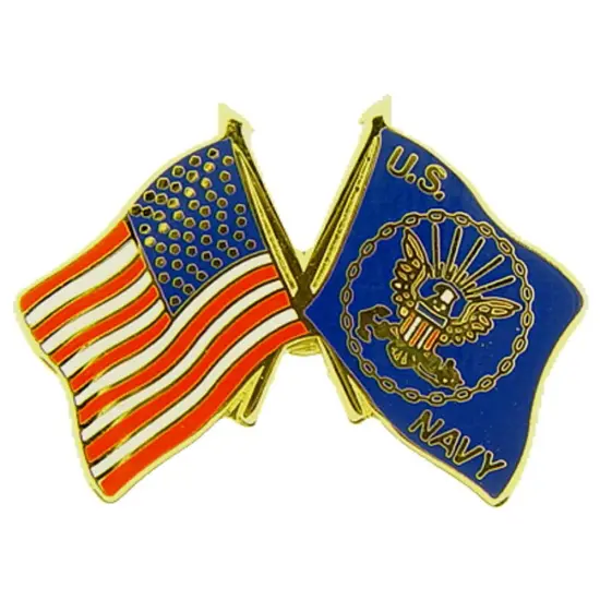 U.S. Navy & American Flags Pin 1" {1}