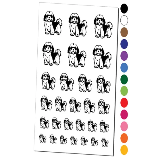 Alert Shaggy Shih Tzu Dog Temporary Tattoo Water Resistant Fake Body Art Set Collection Brown {1}