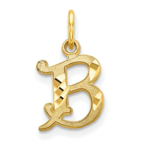 10K Yellow Gold Initial B Charm Letter Jewelry New 20 X 11mm {1}