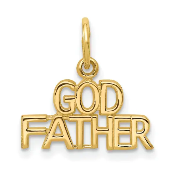 10K Yellow Gold Godfather Charm Religious Jewelry 15mm x 16mm {1}