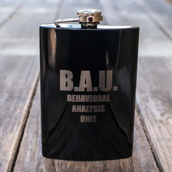 8oz BLACK BAU Flask {2}