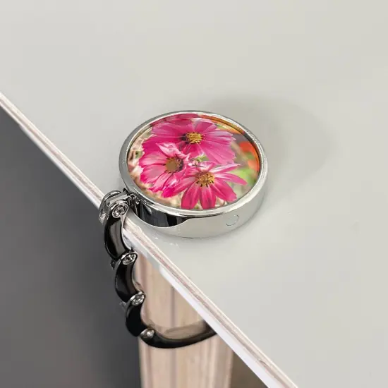 Wrapables Scenic Purse Hook Hanger, Foldable Handbag Table Hanger, Pink Daisies {3}
