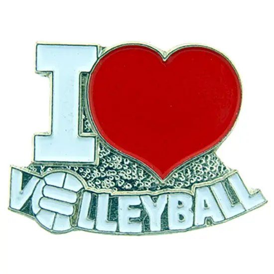 I Love Volleyball Pin 1" {1}