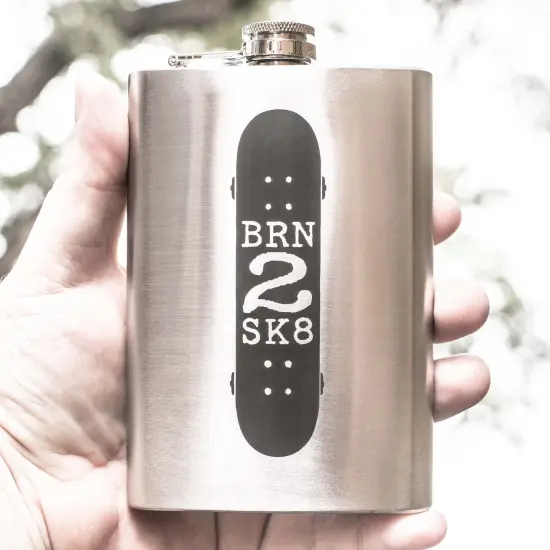 8oz Born 2 Skate Stainless Steel Flask {2}