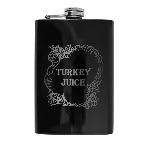 8oz Turkey Juice Black Flask {1}