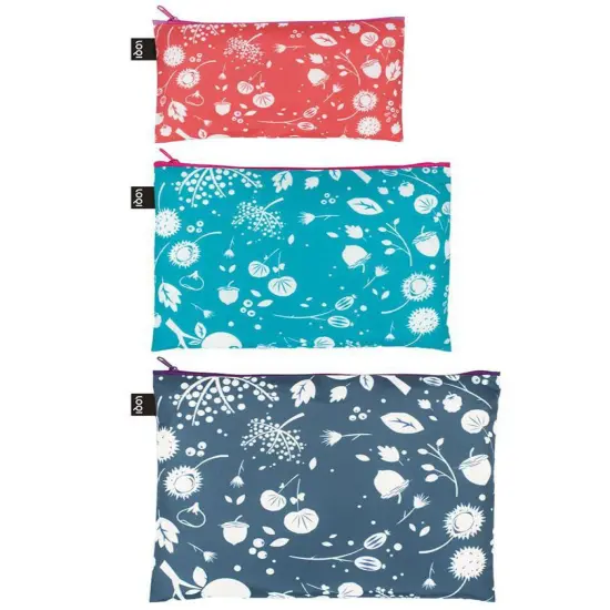 LOQI SEED Coral, Teal, Ash Zip Pockets {2}