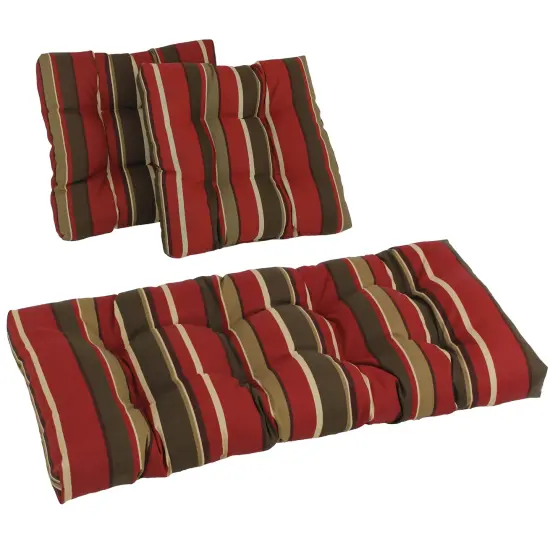 Square Spun Polyester Outdoor Tufted Settee Cushions (Set of 3) - Monserrat Sangria {1}