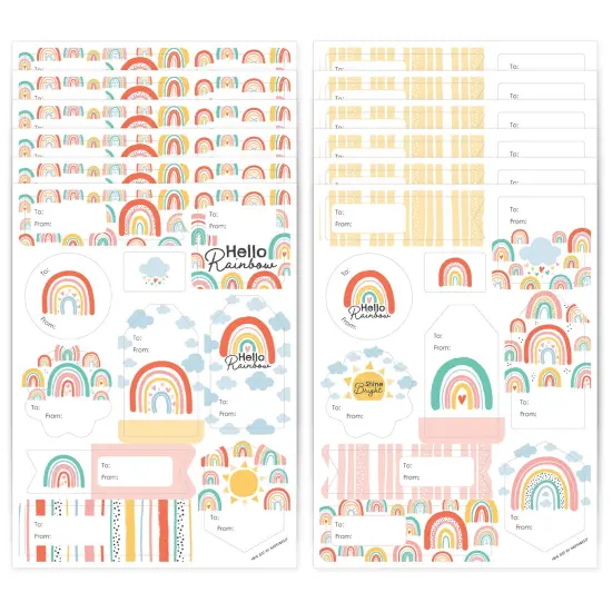 Big Dot of Happiness Hello Rainbow - Assorted Boho Baby Shower and Birthday Party Gift Tag Labels - To and From Stickers - 12 Sheets - 120 Stickers {1}