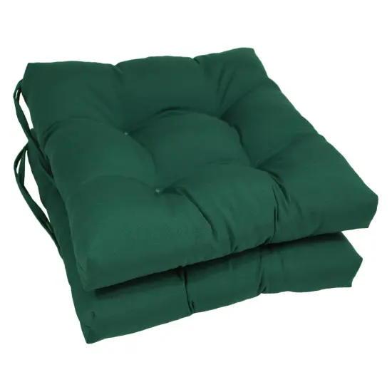 16-inch Solid Twill Square Tufted Chair Cushions (Set of 2) - Forest Green {1}