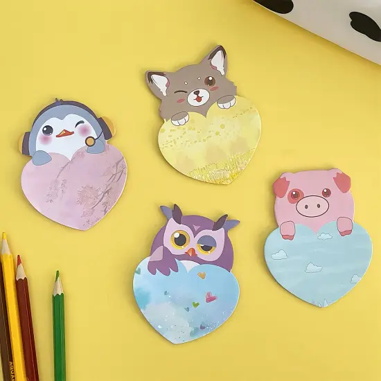 Wrapables Animal Hearts Sticky Notes (Set of 2) Pig, Fox, Owl {3}