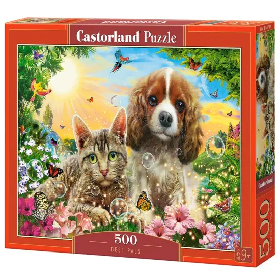 500 Piece Jigsaw Puzzle, Best Pals, Cats and Dogs, Animal puzzles, sweety Puppy and Kitten, Adult Puzzles, Castorland B-53728 {1}