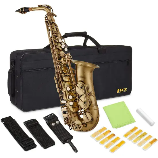 LyxJam Alto Saxophone, E Flat Brass Alto Sax Beginners Kit Antique Bronze {1}