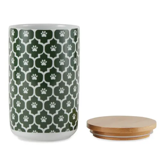 DII Hunter Green Paw Lattice Print Ceramic Treat Canister {3}