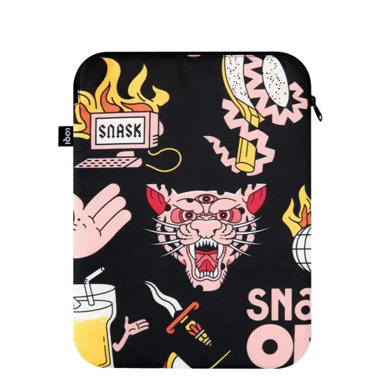 LOQI Artists Laptop Cover, Snask Tiger Snake Beer Black, One Size {1}