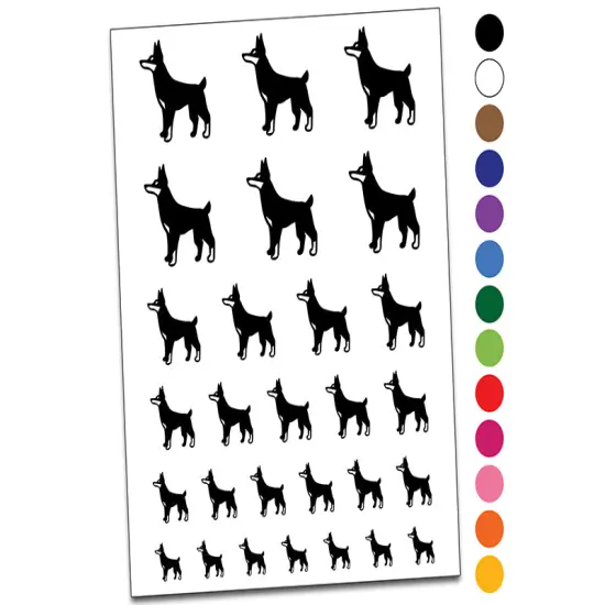 Dobermann Pinscher Dog Temporary Tattoo Water Resistant Fake Body Art Set Collection Light Blue {1}