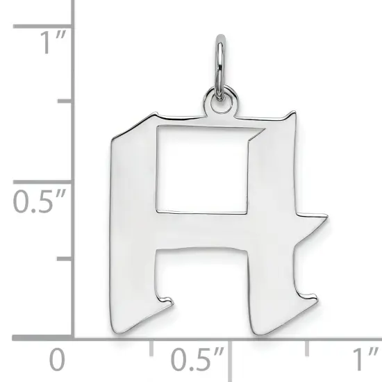Sterling Silver Medium Artisian Block Initial H Charm Jewerly 21mm x 13mm {5}