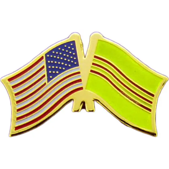 American & Vietnam Flags Pin 1" {1}