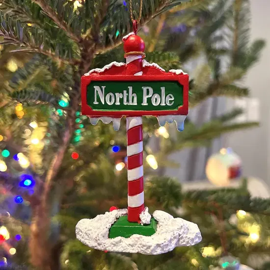 Tree Buddees The North Pole Sign Covered in Snow Christmas Tree Ornaments {6}