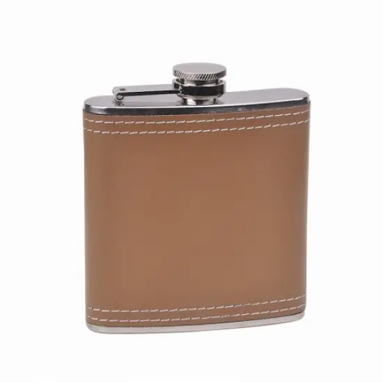 6oz Blank Leather Flask {1}
