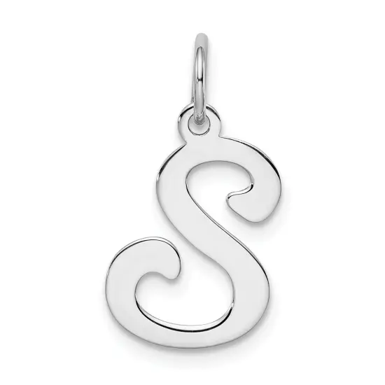 Sterling Silver Stamped Initial Letter S Charm Pendant Jewerly 20mm x 12mm {1}