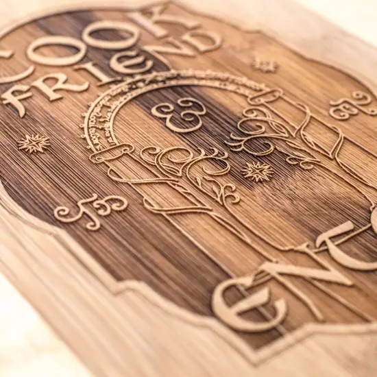 Cook Friend and Enter Cutting Board 14''x9.5''x.5'' Bamboo {2}