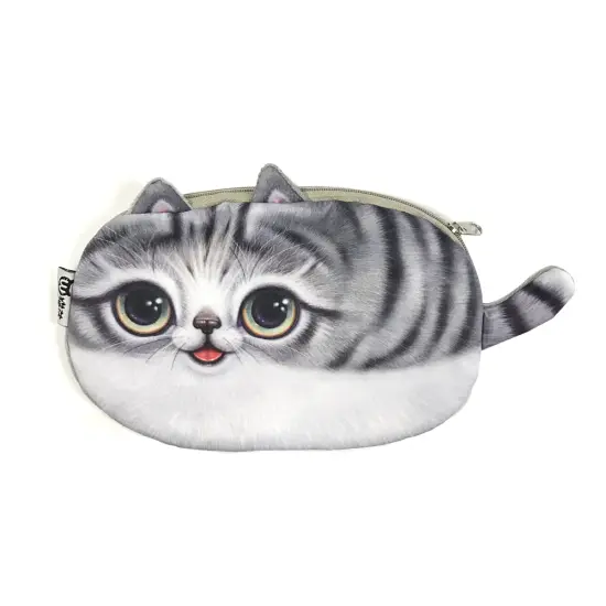 Wrapables Cat Face Cosmetic Pouch Pencil Case (Set of 2) Sad Grumpy {10}