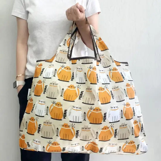 Wrapables Large Foldable Tote Nylon Reusable Grocery Bags Cat Food {5}