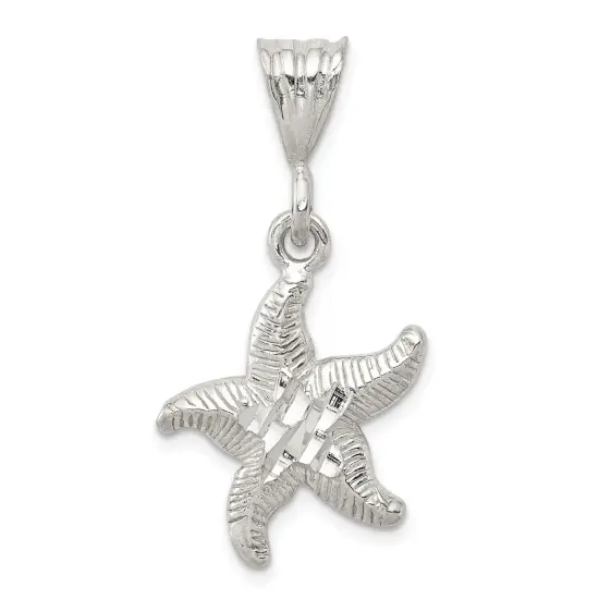 Sterling Silver Starfish Charm Jewelry Ocean Pendant 24mm x 18mm {1}