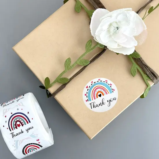Wrapables 1.5 inch Rainbow Thank You Stickers Roll, Sealing Stickers and Labels for Boxes, Envelopes, Bags, Small Businesses, Weddings, Parties (500pcs) {5}
