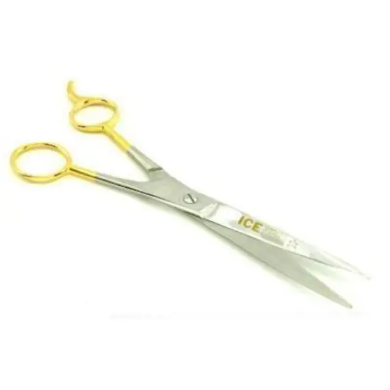 Stainless Steel Gold Plated Handle Barber Hair Cutting Salon Scissors 7 1/4" {1}